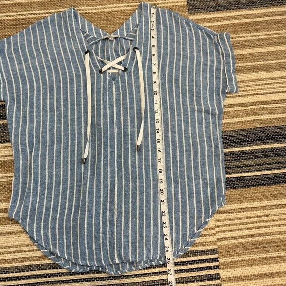 Rails Women's Jeri St. Germain Stripe Blouse Linen Blend Blue White Size Small - Picture 13 of 13